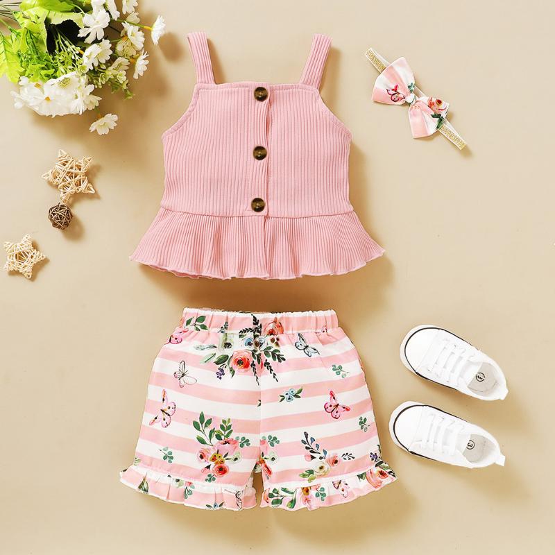6M-3T) Children's frill solid color pit strip camisole top floral sunflower printed shorts + hair band set ruffled suspender S4, As photo
6M-3T) Children's frill solid color pit strip camisole top floral sunflower printed shorts + hair band set ruffled suspender S4, As photo