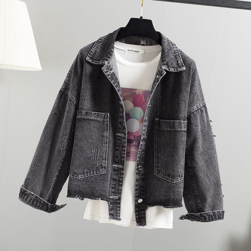 Basic Loose Plus Size Denim Jacket Women Spring Autumn Long Sleeve Jeans Jacket Fashion Lapel Single Breasted Female Denim Coat, Black
Basic Loose Plus Size Denim Jacket Women Spring Autumn Long Sleeve Jeans Jacket Fashion Lapel Single Breasted Female Denim Coat, Black