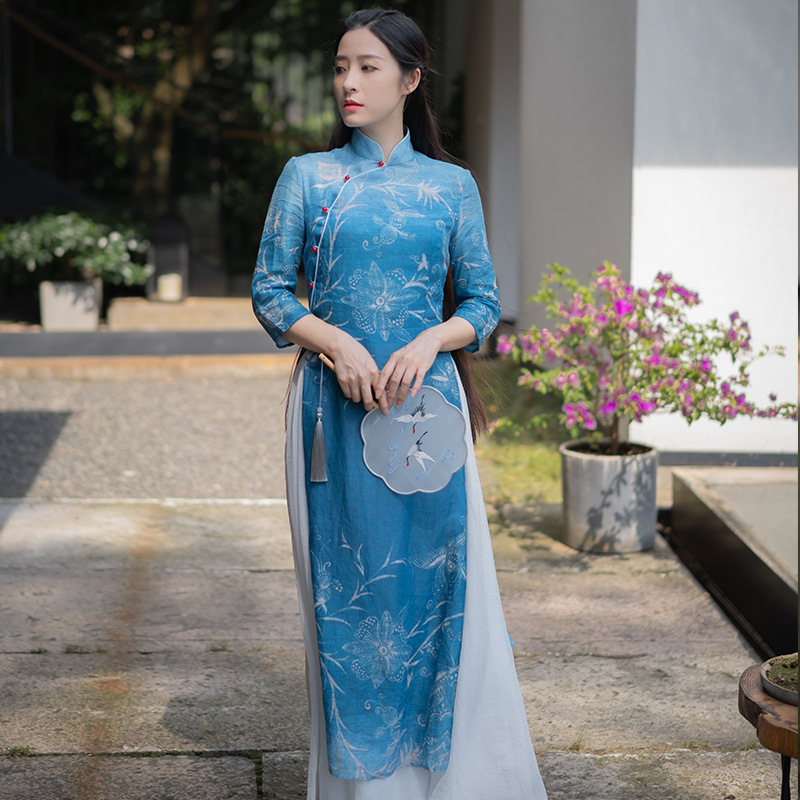 Modern hanfu Chinese traditional clothing summer skirts Literary Audrey dress Elegant woman Chinese style printing Linen robes
Modern hanfu Chinese traditional clothing summer skirts Literary Audrey dress Elegant woman Chinese style printing Linen robes