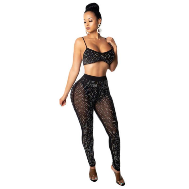 MUXU fashion cropped suspender two piece set two piece set top and pants transparent women suits patchwork black glitter
MUXU fashion cropped suspender two piece set two piece set top and pants transparent women suits patchwork black glitter