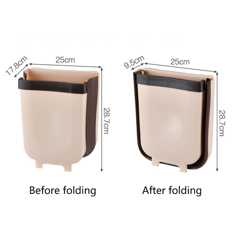 9L Folding Waste Bins Kitchen Garbage Bin Foldable Car Trash Can Wall Mounted Trashcan for Bathroom Toilet Waste Storage Bucket