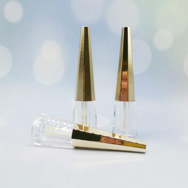 3ml triangle pyramid golden transparent lip gloss tube lip glaze lipstick empty tube bottle