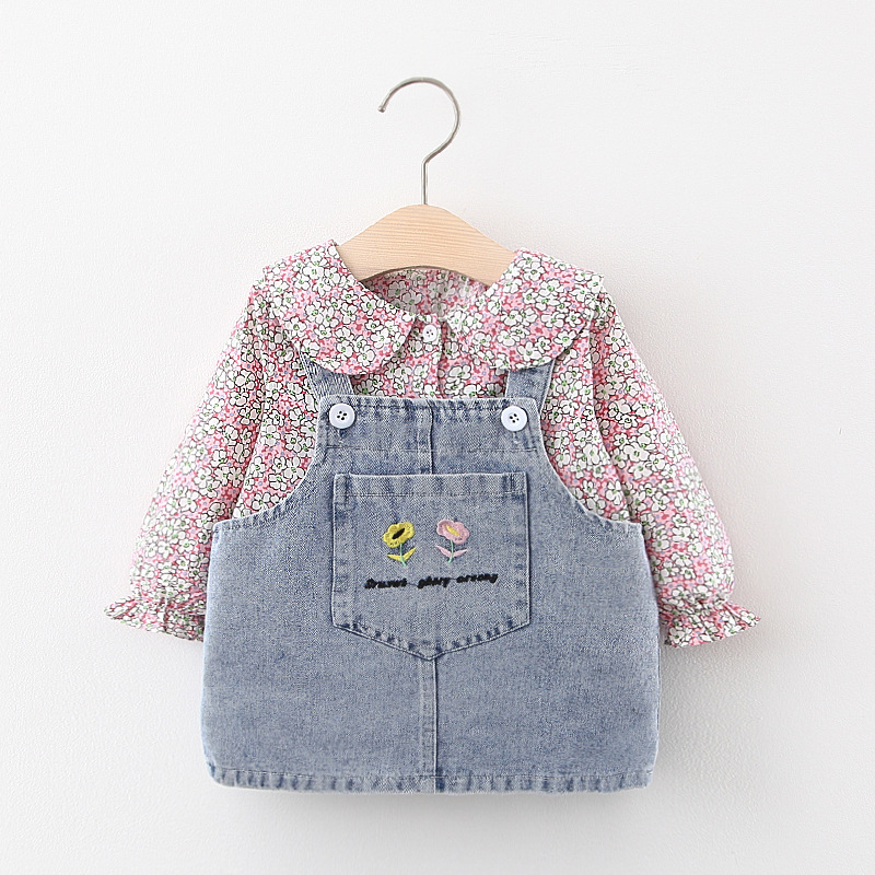 Baby Girls Autumn Sweet Embroidered Floral Long-Sleeve Blouse + Denim Suspender Dress 2pcs Suit Princess Suit kids, Red
Baby Girls Autumn Sweet Embroidered Floral Long-Sleeve Blouse + Denim Suspender Dress 2pcs Suit Princess Suit kids, Red