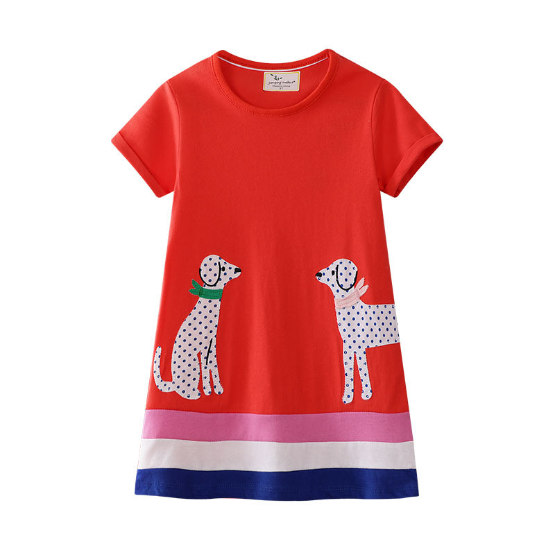 Jumping meters baby girls cartoon dress with applique two cute dogs short sleeves summer clothes new designed cotton clothing, W6216 red dogs
Jumping meters baby girls cartoon dress with applique two cute dogs short sleeves summer clothes new designed cotton clothing, W6216 red dogs