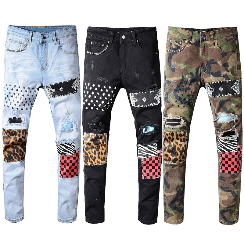 Large Size -40 Fashion Streetwear Men Jeans Patchwork Designer Printed Jeans Men Punk Pants Slim Fit Hip Hop Ripped Jeans Male, Camouflage
Large Size -40 Fashion Streetwear Men Jeans Patchwork Designer Printed Jeans Men Punk Pants Slim Fit Hip Hop Ripped Jeans Male, Camouflage