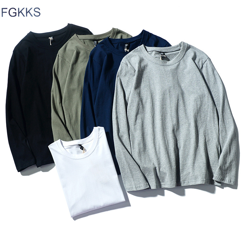 FGKKS New Men T-Shirt Tops Spring Autumn Brand Men' Solid Color Simple Basic Cotton Long-Sleeved Tee shirt Male, Color blue
FGKKS New Men T-Shirt Tops Spring Autumn Brand Men' Solid Color Simple Basic Cotton Long-Sleeved Tee shirt Male, Color blue