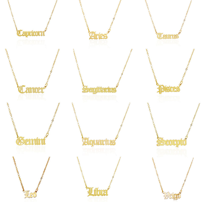New Fashion Creative Twelve Constellation Retro Zodiac English Letter Alphabet Pendant Necklaces For Women Men Jewelry Gift
New Fashion Creative Twelve Constellation Retro Zodiac English Letter Alphabet Pendant Necklaces For Women Men Jewelry Gift