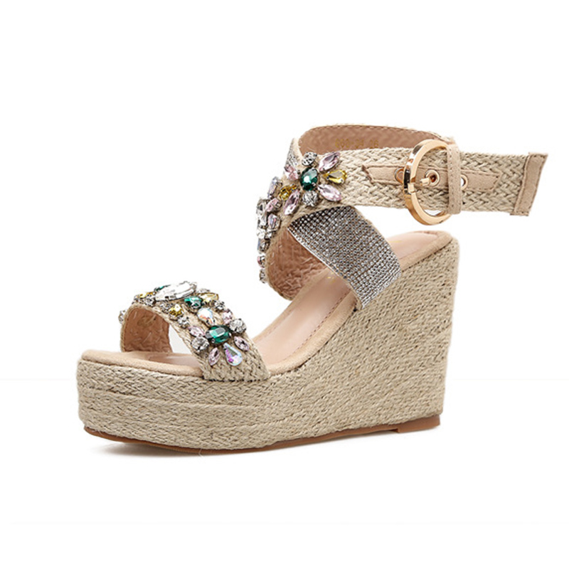 Bohemia Sandals Thick Sole Wedges 2020 New Crystal Korean Style Female High Heels Platform Sandals For Woman Summer Shoes Sandal, Beige
Bohemia Sandals Thick Sole Wedges 2020 New Crystal Korean Style Female High Heels Platform Sandals For Woman Summer Shoes Sandal, Beige