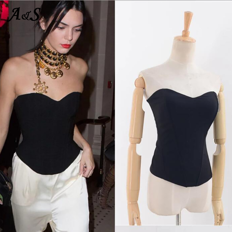 Women Sexy Tops Slim Backless Three-dimensional Clipping Thin Fishbone Female Strapless Party Summer Sleeveless High Quality Tee