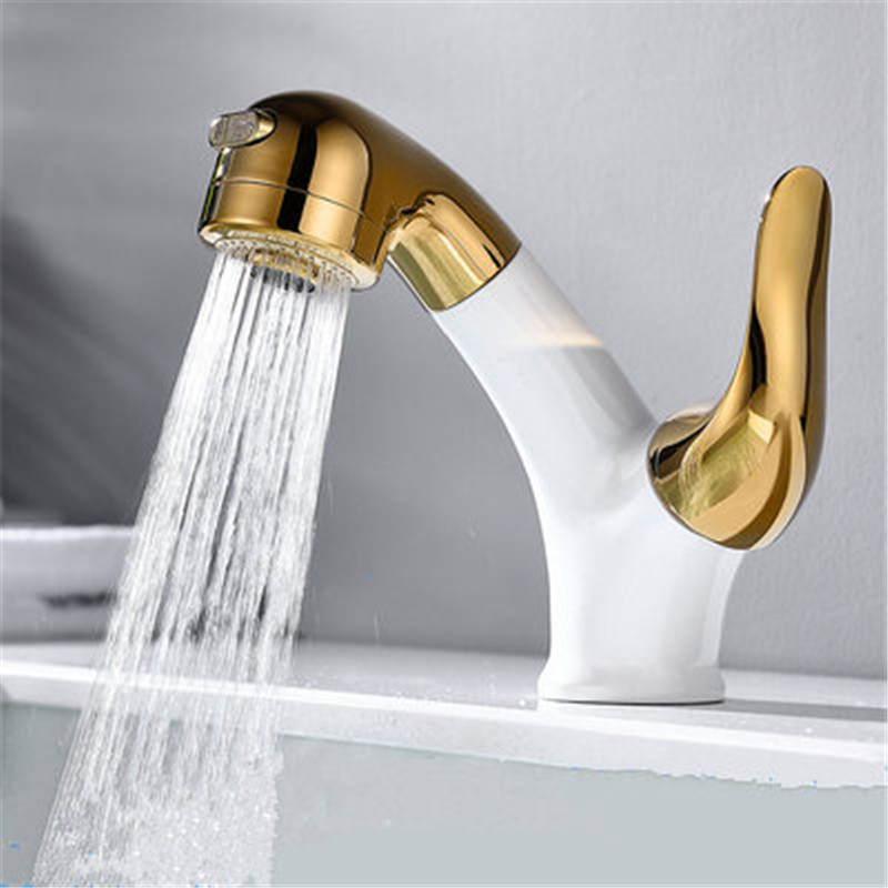 Basin Faucets Brass White&Gold Pull Out Bathroom Sink Faucet Swivel Single Handle Spout Toilet Bathbasin Vessel Mixer Water Tap
Basin Faucets Brass White&Gold Pull Out Bathroom Sink Faucet Swivel Single Handle Spout Toilet Bathbasin Vessel Mixer Water Tap