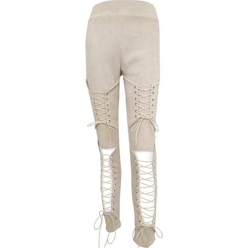 Bursting hot selling strap deer leather velvet trousers Autumn winter plus size palazzo pants high waist korean pants