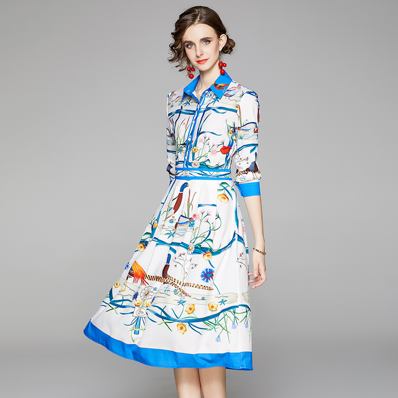 Spring Summer Fall Autumn Runway Vintage Floral Print Collar Long Sleeve Button Front Women Ladies Casual Party A-Line Midi Dress, Black;gray
Spring Summer Fall Autumn Runway Vintage Floral Print Collar Long Sleeve Button Front Women Ladies Casual Party A-Line Midi Dress, Black;gray