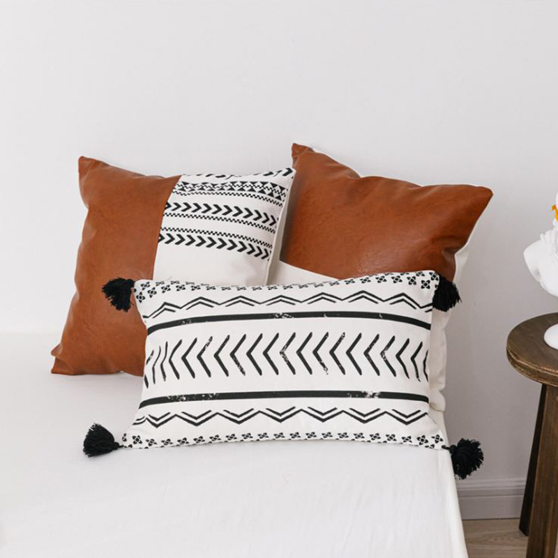 Set of 2 Faux Leather Pillow Cover Square Luxury Cushion Case Soft Decorative Throw Pillow Sham Case Set for Sofa Couch Bed