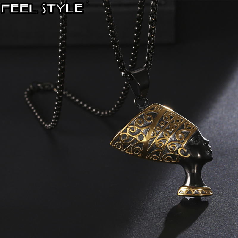 HIP Hop Ancient Egypt Queen Men Necklace Black 316L Stainless Steel Nefertiti Pendants Necklaces Mens Hiphop Jewelry
HIP Hop Ancient Egypt Queen Men Necklace Black 316L Stainless Steel Nefertiti Pendants Necklaces Mens Hiphop Jewelry