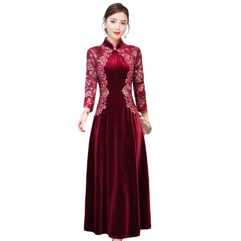 2020 Spring Autumn Gold Velvet Embroidery Dress Women Robe Femme Elegant Slim Long Sleeve Dress Plus Size Party Long Dresses, Purple
2020 Spring Autumn Gold Velvet Embroidery Dress Women Robe Femme Elegant Slim Long Sleeve Dress Plus Size Party Long Dresses, Purple