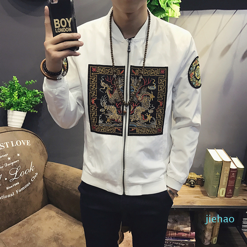 Fashion- Spring Men Bomber Jacket 2020 New Fashion Chinese Long Pao Jackets Men Slim Fit Long Sleeve Casual Coats Windbreaker 5XL-M