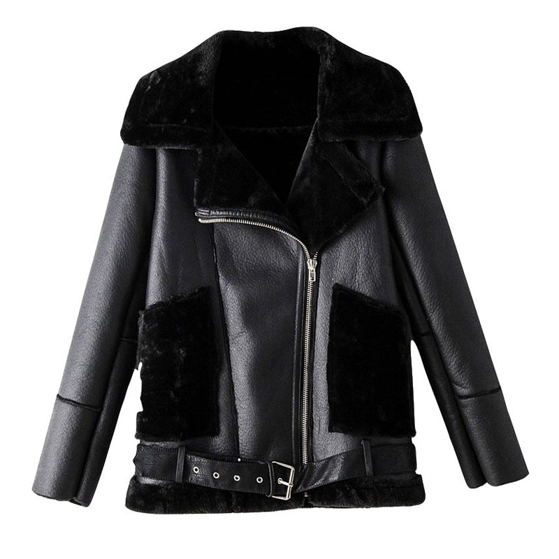 Women Coat Black Warm Pu Faux Fur Lapel Long Sleeve Belt Women Jacket Jackets 2020 Winter Lining with Velvet Zipper Korean Pilot
Women Coat Black Warm Pu Faux Fur Lapel Long Sleeve Belt Women Jacket Jackets 2020 Winter Lining with Velvet Zipper Korean Pilot