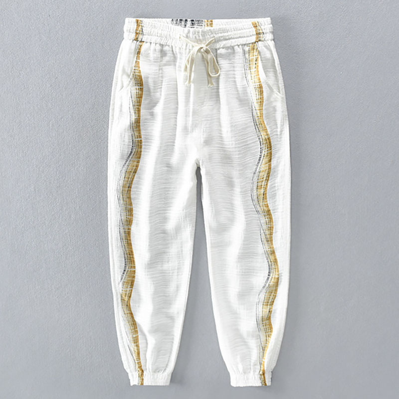 Men Casual Stripes Cotton Linen Loose Pants Long Loose Straight Pencil Pants Male Fashion Street Trousers Thin Autumn Plus Size, White
Men Casual Stripes Cotton Linen Loose Pants Long Loose Straight Pencil Pants Male Fashion Street Trousers Thin Autumn Plus Size, White