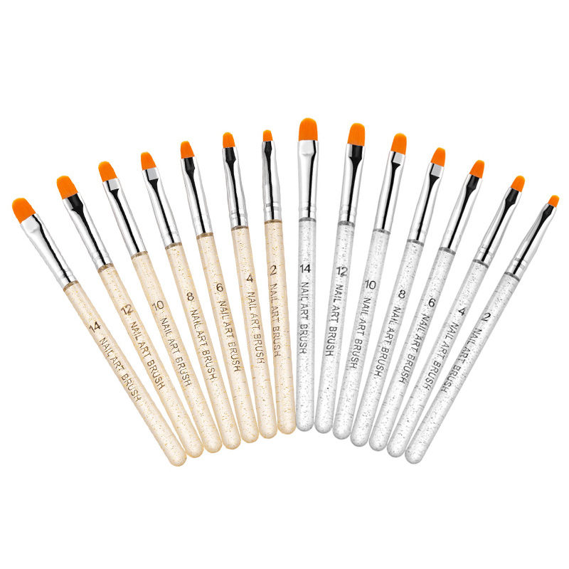 7Pcs Gold Silver Glitters Handle Manicure UV Gel Brush Pen Acrylic Nail Art Gel Polish Painting Drawing Brush Tools 
7Pcs Gold Silver Glitters Handle Manicure UV Gel Brush Pen Acrylic Nail Art Gel Polish Painting Drawing Brush Tools