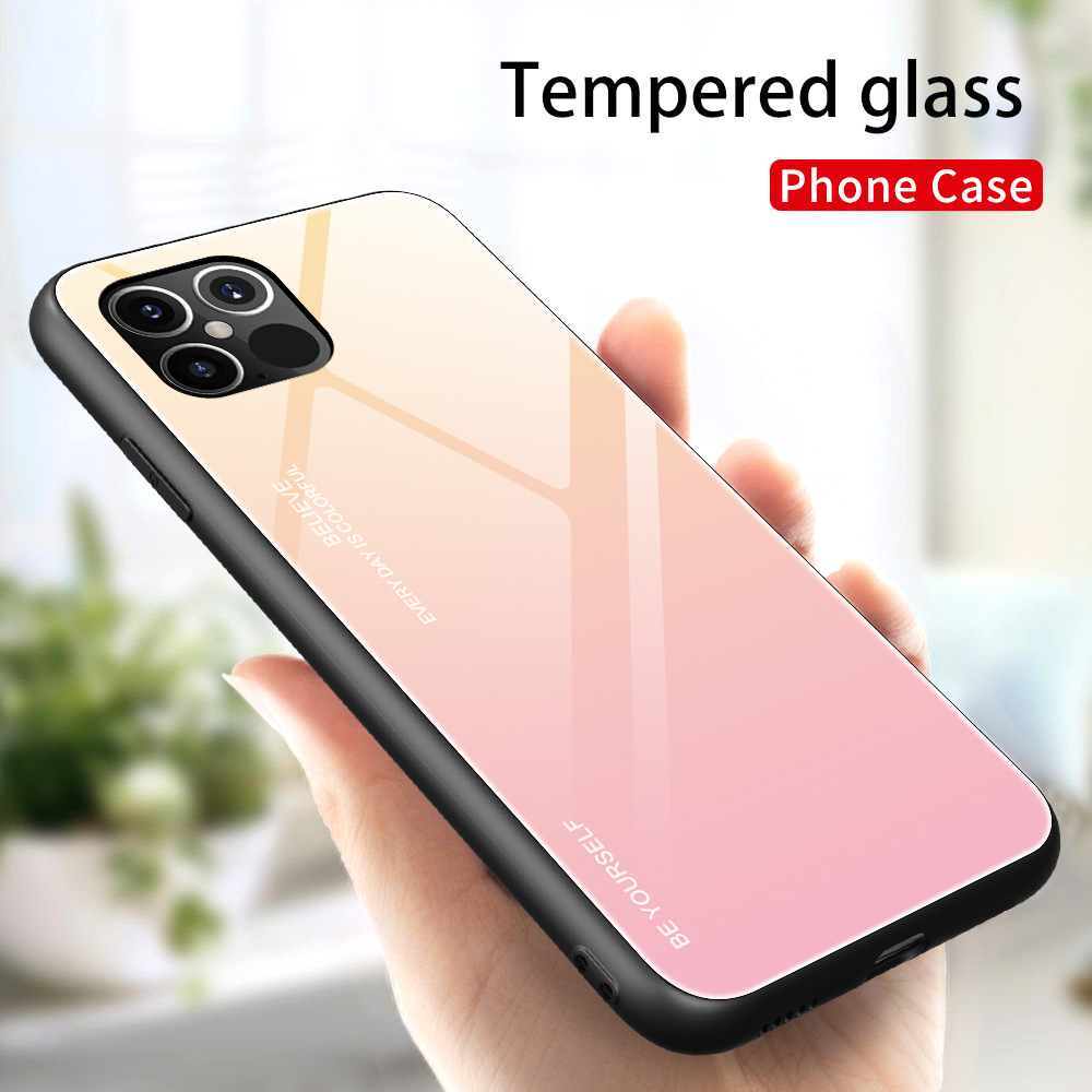 Suitable for New IPhone 12 Camouflage Glass Custom Protective Cover Apple 11Pro Anti-drop Gradient Color Mobile Phone Case