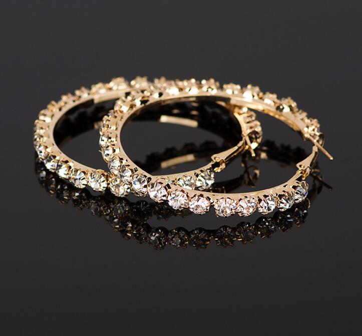 New hot sale Crystal Rhinestone Earrings Women Gold Sliver Hoop Earrings Fashion Jewelry Earrings For Women WY1467