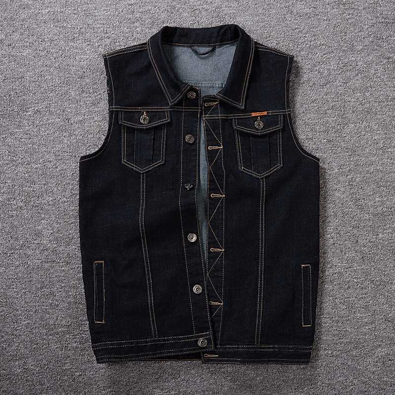 Plus Size 8XL 7XL 6XL 5XL Cotton Jeans Sleeveless Jacket Vest Men Denim Jeans Vest Male Cowboy Outdoors Waistcoat Mens Jackets1