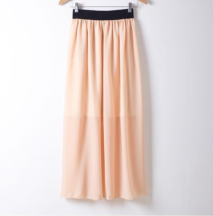 Casual Women Double Layer Chiffon Pleated Elastic Waist Skirt Free shipping and Drop shipping XJ017 explosion models