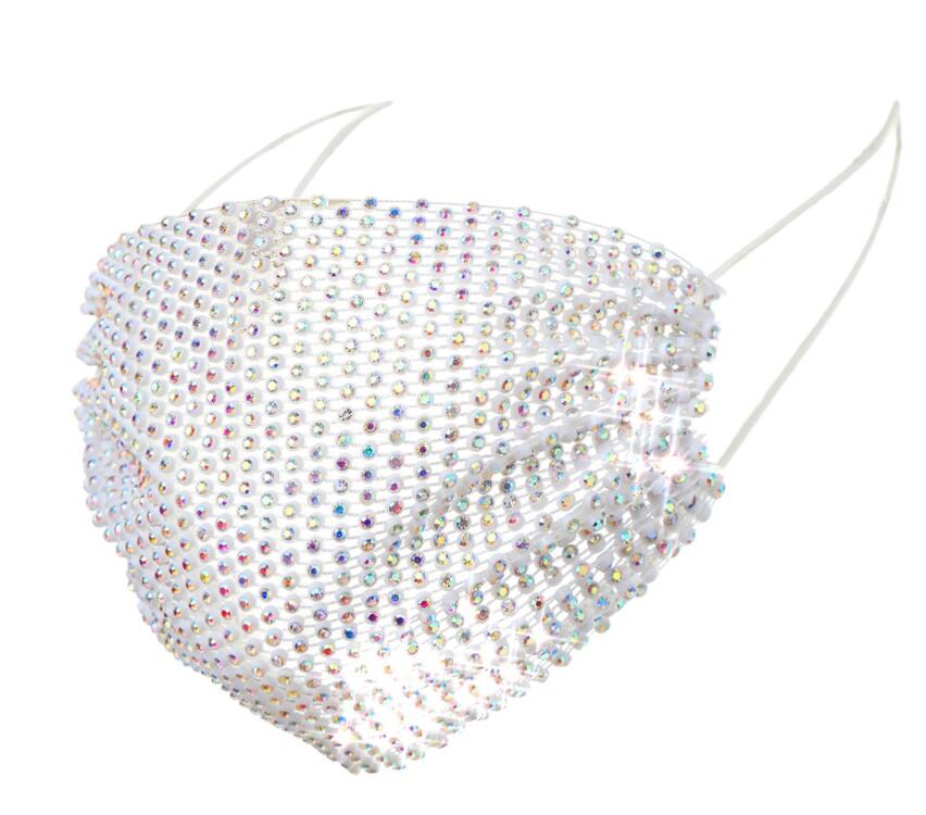 Glitter Crystal Mesh Mouth Face Mask Rhinestone Hollowout Masks Women Decor Night Club party Dance Decor Face Cover