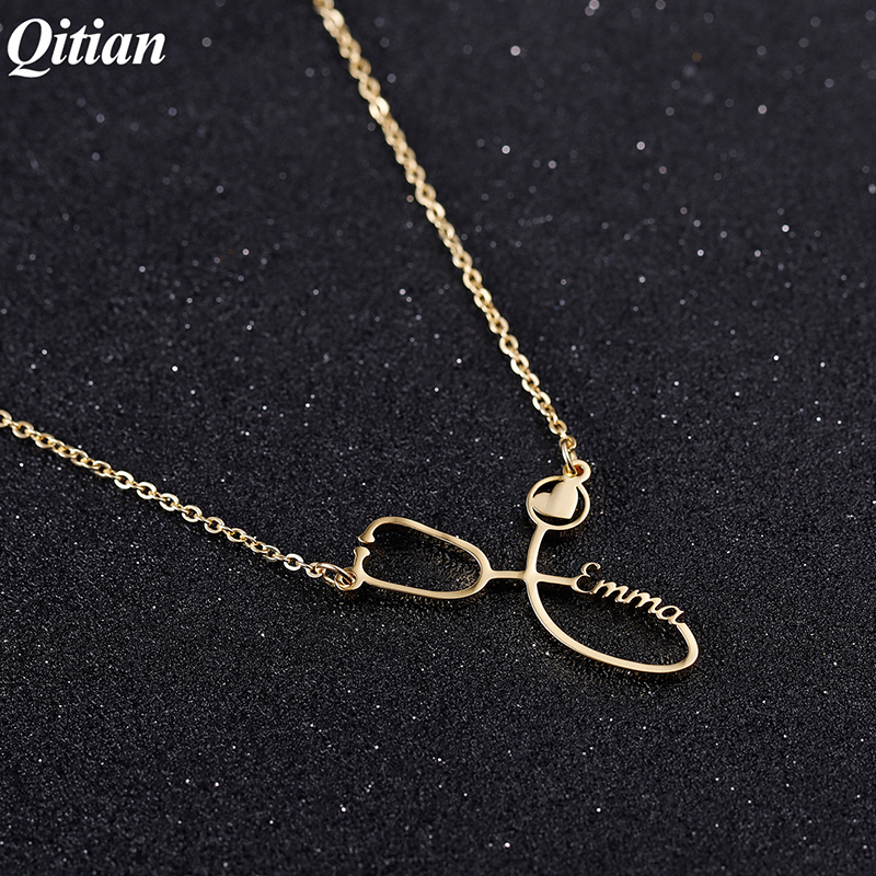 Custom Necklaces Stainless Steel Necklace Stethoscope Personalized Name Necklaces For Women Nurse And Doctors Jewelry