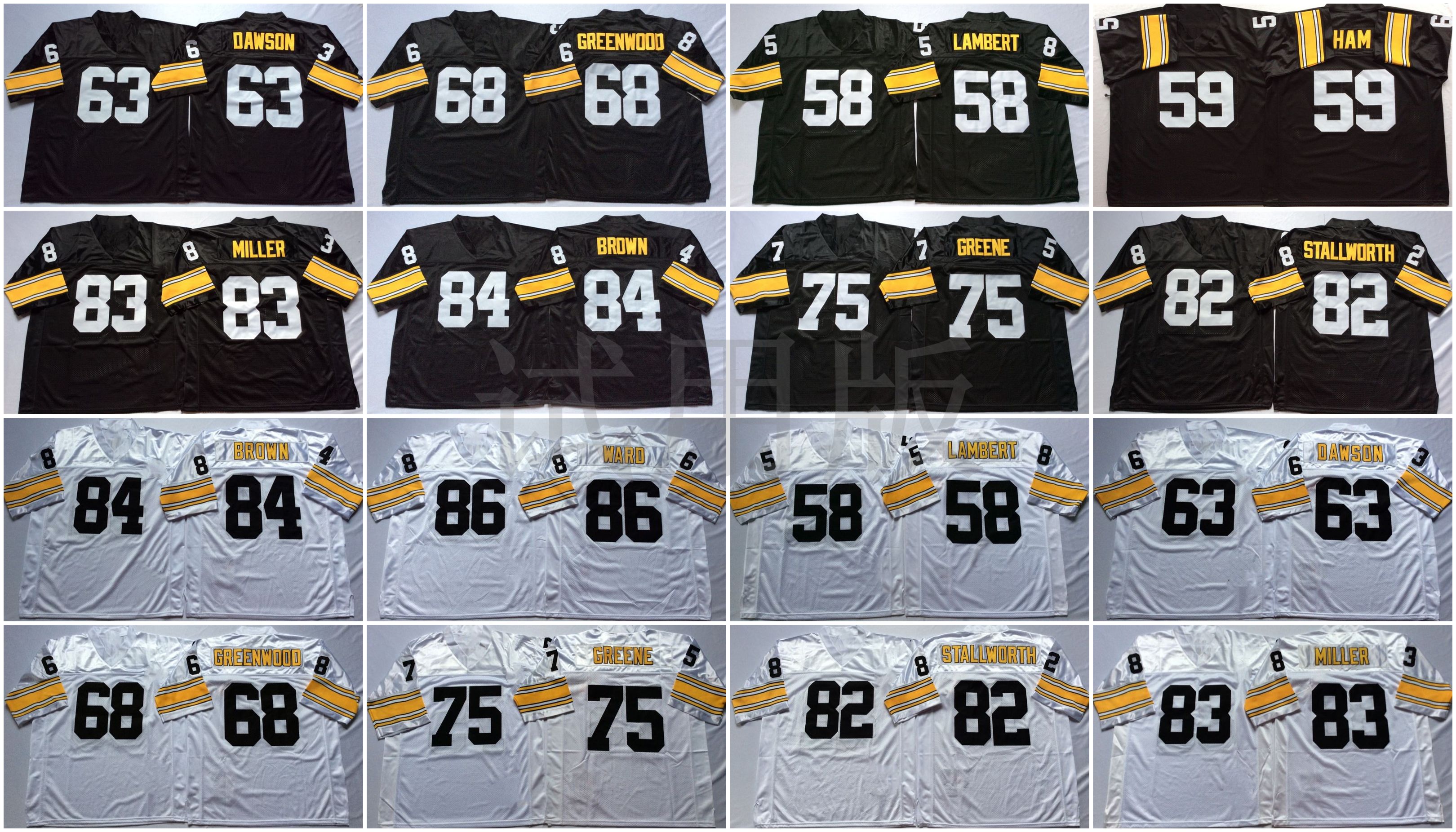 Football Jerseys Jack Lambert L.C. Greenwood Dermontti Dawson Joe Greene John Stallworth White Black NCAA Men Retro Stitched
Football Jerseys Jack Lambert L.C. Greenwood Dermontti Dawson Joe Greene John Stallworth White Black NCAA Men Retro Stitched
