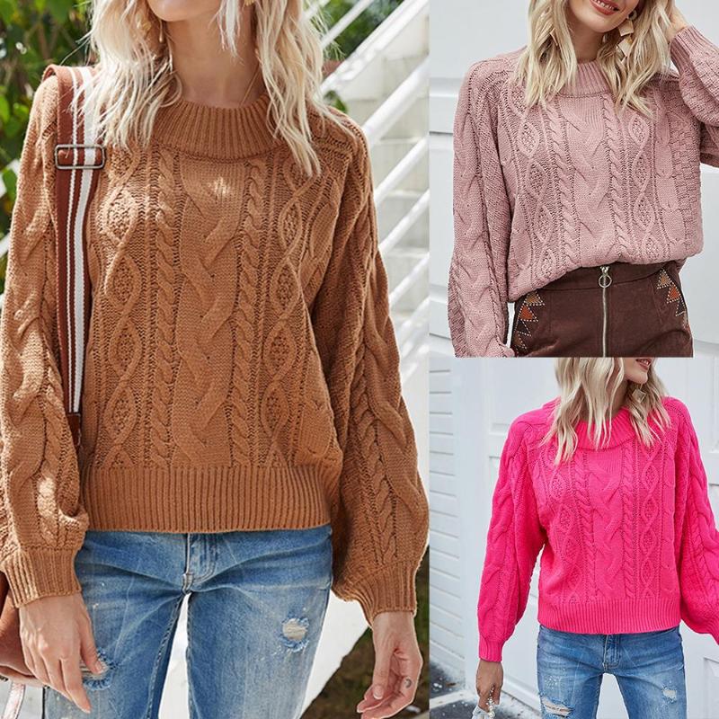 Women Round Neck Pullover Cable Structures Long Sleeve Loose Sweater, E711599
Women Round Neck Pullover Cable Structures Long Sleeve Loose Sweater, E711599