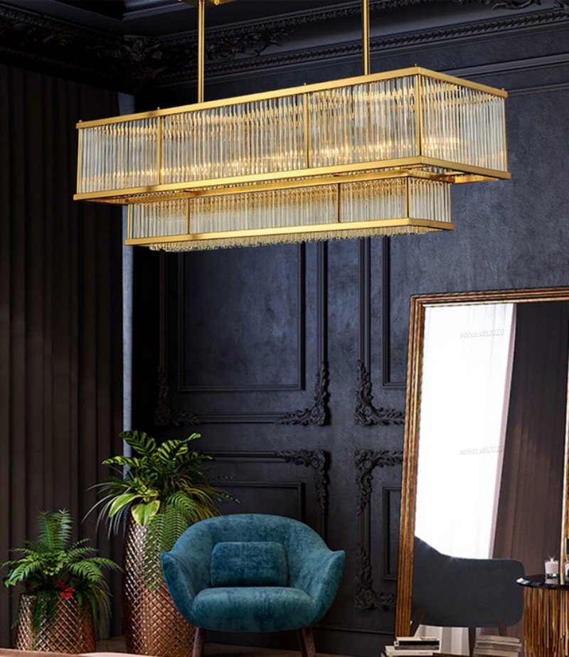Luxury LED Crystal Glass Pipe Chandeliers Pendant Lamps Post-modern Gold Metal Rectangular Lustre Suspension Lamp Dining Living Room Kitchen Fixtures
Luxury LED Crystal Glass Pipe Chandeliers Pendant Lamps Post-modern Gold Metal Rectangular Lustre Suspension Lamp Dining Living Room Kitchen Fixtures