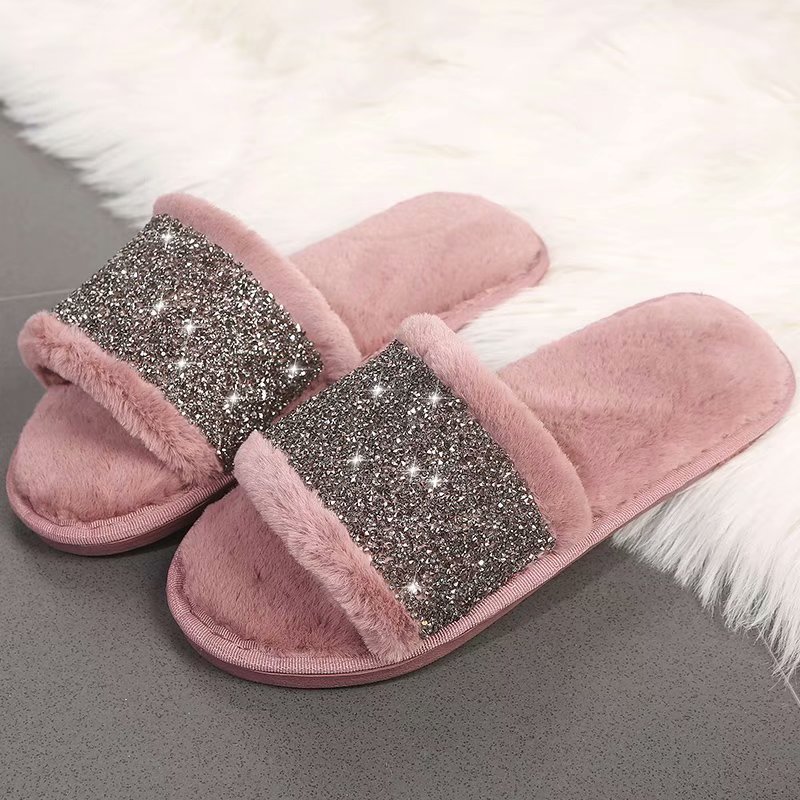 shiny glitter decoration fur slippers women anti-slip pink furry slides shoes bling cozy house slippers pantoufle femme y1005, Black
shiny glitter decoration fur slippers women anti-slip pink furry slides shoes bling cozy house slippers pantoufle femme y1005, Black