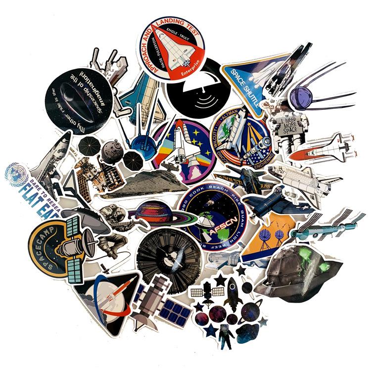5 Sets = 170PCS Astronaut Space Vehicle Sticker Trolley Case Refrigerator Notebook Waterproof PVC Sticker