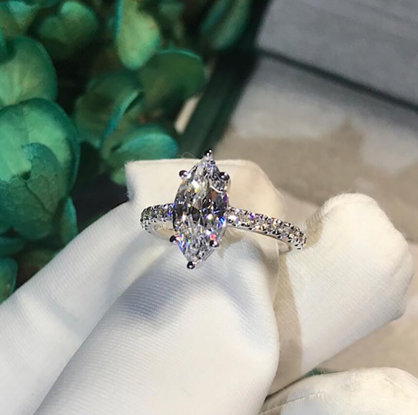 5CT Sparkling Hot Sale Jewelry White Gold Fill Marquise Cut Moissanite Dia Eternity Party Women Wedding Band Ring For Love