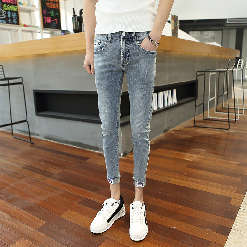 Wholesale 2020 Fashion Spiritual guy skinny denim pants trendy male Korean social ruffian handsome fairy feet ankle length pants, Blue
Wholesale 2020 Fashion Spiritual guy skinny denim pants trendy male Korean social ruffian handsome fairy feet ankle length pants, Blue