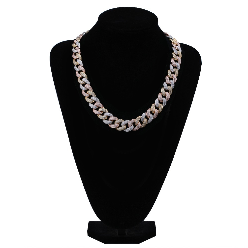 Maimi Cuban Link Chain Necklace Men's Hip Hop Gold Color Iced Out Cubic Zircon Necklaces Jewelry Gifts 16" -30" CX200721