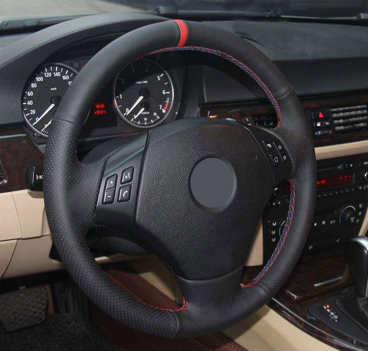

DIY Car Steering Wheel Cover for BMW 3 Series E90 E91 E92 E93 320i 325i 328i 330i 335i 2006-2011 Leather Interior Accessories