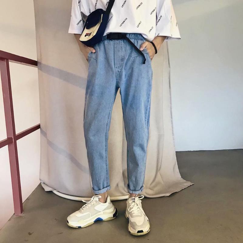 Harajuku style spring and autumn Korean trend Denim jeans male student handsome straight elastic waist ankle length pants, Sky blue
Harajuku style spring and autumn Korean trend Denim jeans male student handsome straight elastic waist ankle length pants, Sky blue