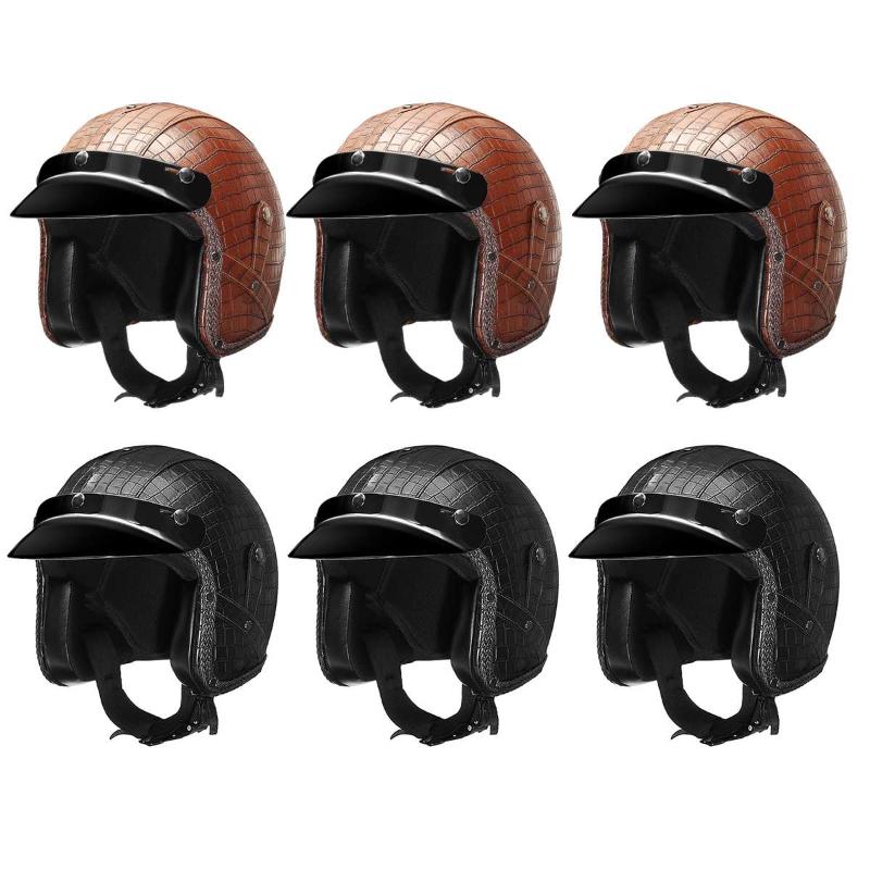 PU Leather Helmets 3/4 Motorcycle Chopper Bike Helmet Open Face Vintage Motorcycle Helmet Visor Face Mask Detachable Goggles, Black
PU Leather Helmets 3/4 Motorcycle Chopper Bike Helmet Open Face Vintage Motorcycle Helmet Visor Face Mask Detachable Goggles, Black
