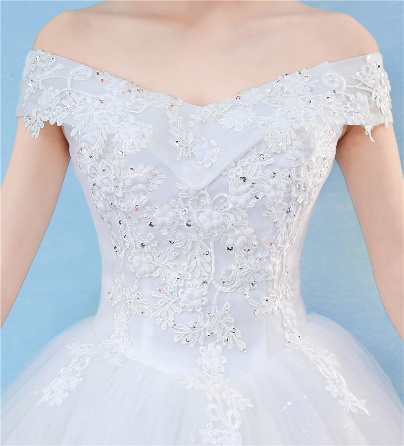 New Arrival 2020 Free Shipping Vintage Elegant Lace White Wedding Dresses Boat Neck Plus Size Ball Gown Robe de Cheap