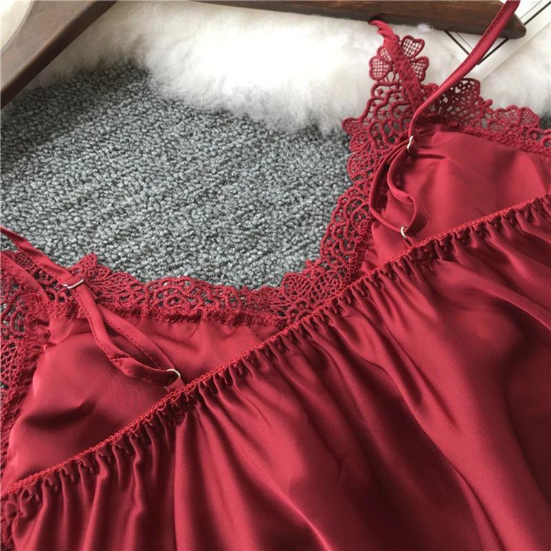 Women Sexy Silk Sleep Dress Fashion Babydoll Lace Lingerie Belt Bathrobe Nightwear Women Sexy Nightwear Female Bathrobes