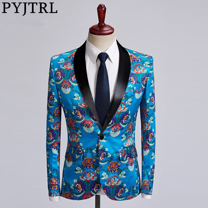 PYJTRL Sky Blue Floral Print Suit Jacket Man Fashion Leisure Time Casual Slim Fit Blazer Plus Size Stage Singer Wedding Costume, Flat collar
PYJTRL Sky Blue Floral Print Suit Jacket Man Fashion Leisure Time Casual Slim Fit Blazer Plus Size Stage Singer Wedding Costume, Flat collar