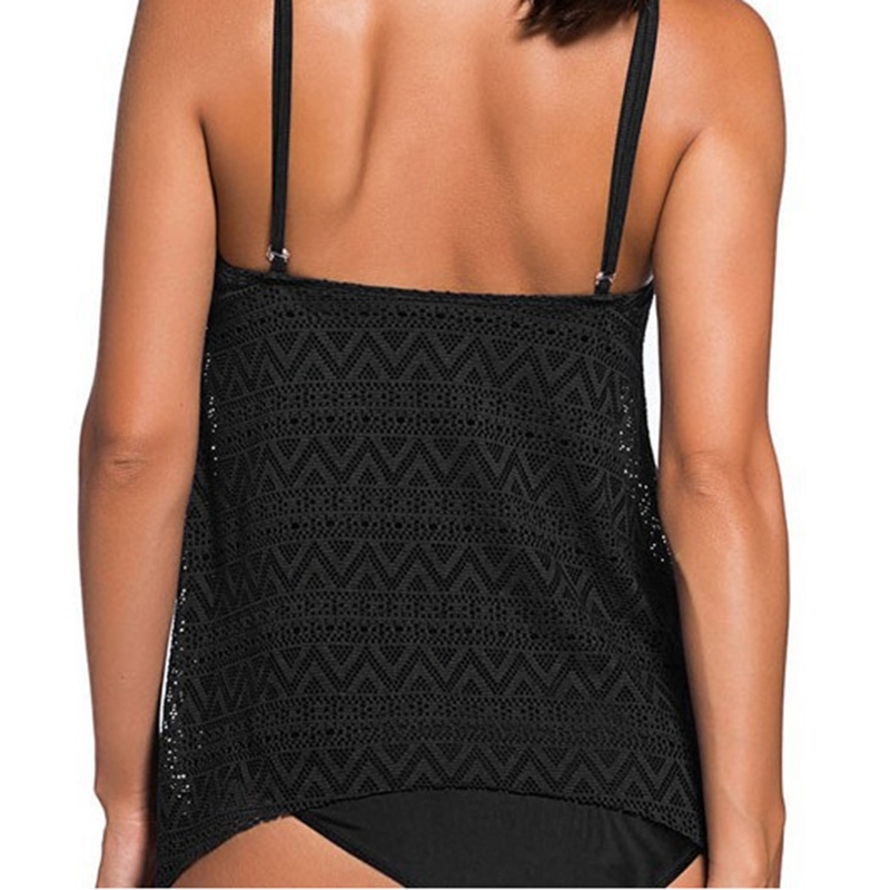 Women Black Tankini Tummy Control Swimwear Tank Top Retro Printed Swimsuit with Boyshorts Two Piece Bathing Suit T200708
