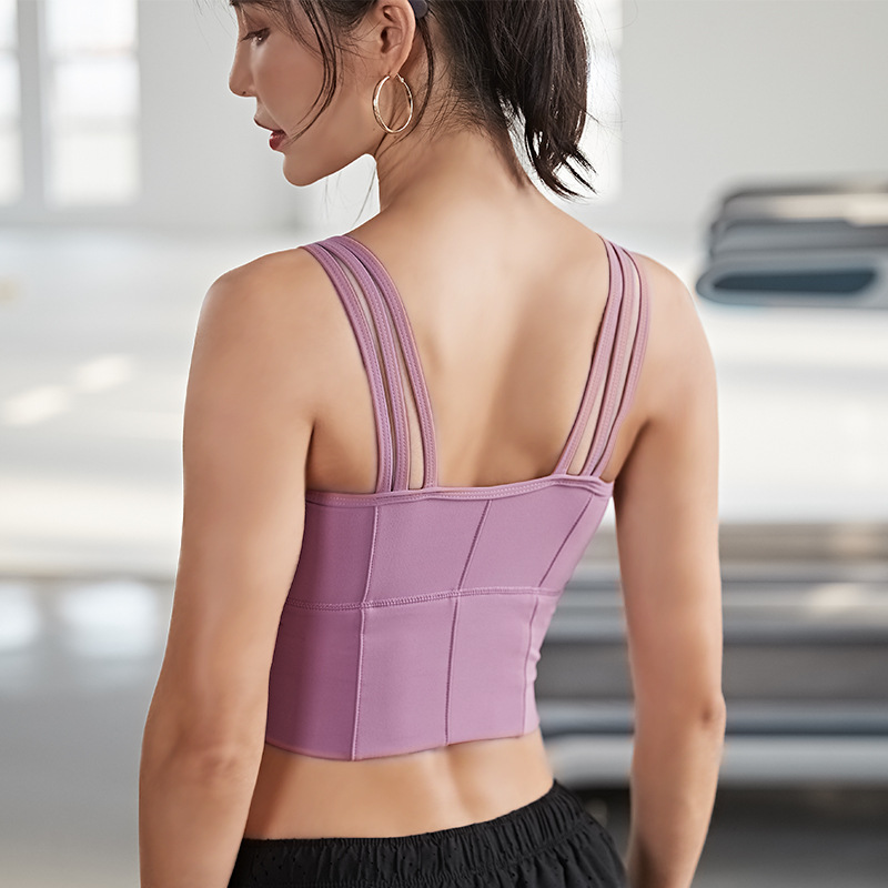 Muti Spaghetti Straps Sports Bras Top Women Solid Push Up Workout Jogger Bras Fitness Crop Tops With Fixed Chest Pad, Purple
Muti Spaghetti Straps Sports Bras Top Women Solid Push Up Workout Jogger Bras Fitness Crop Tops With Fixed Chest Pad, Purple