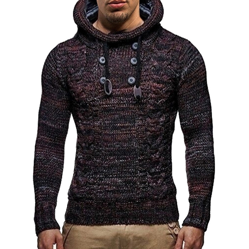 Autumn Winter Men's Hooded Sweaters Male Sweaters Cotton Jumper Man Fashion Casual Gray Wine Slim Mens Sweaters Hombre CX200730