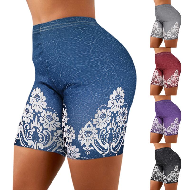 Plus Size Women Yoga Shorts Leggings Summer Fake Denim Ladies Short Pants Summer Floral Printed High Waist Female Shorts #4, Blue
Plus Size Women Yoga Shorts Leggings Summer Fake Denim Ladies Short Pants Summer Floral Printed High Waist Female Shorts #4, Blue