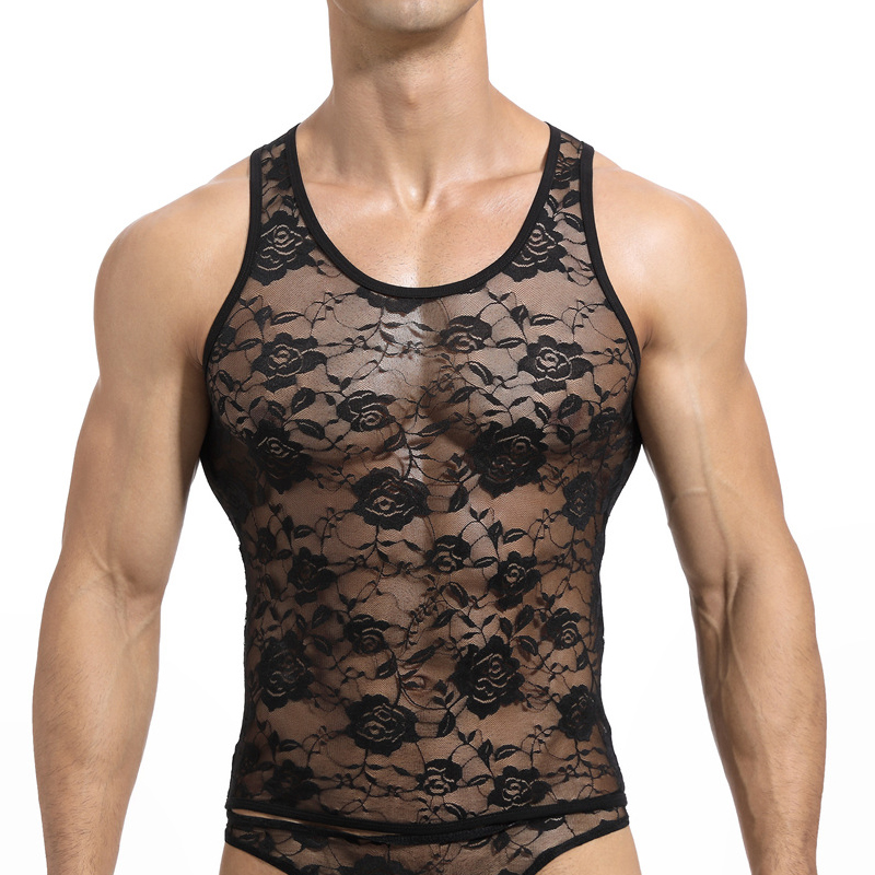 Sexy Lace Mens Tank Tops Transparent Mesh Singlet Underwear Gay Exotic Home Lounge Sleep Wear Undershirt Summer Vest, Black
Sexy Lace Mens Tank Tops Transparent Mesh Singlet Underwear Gay Exotic Home Lounge Sleep Wear Undershirt Summer Vest, Black