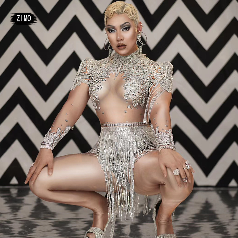 Shining Big Crystals Mesh Sexy Bodysuit Sparkly tassel Rhinestone Chain Fringe Outfit Nightclub Party Wear spandex Costume rave, Picture color
Shining Big Crystals Mesh Sexy Bodysuit Sparkly tassel Rhinestone Chain Fringe Outfit Nightclub Party Wear spandex Costume rave, Picture color