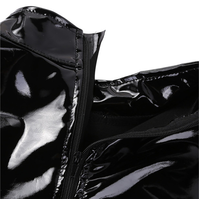 Women Leather Jumpsuit Latex Bodysuit Overalls Ladies Wetlook Swimsuit For Gymnastics Double Zipper Night Club Sleeping Leotard1